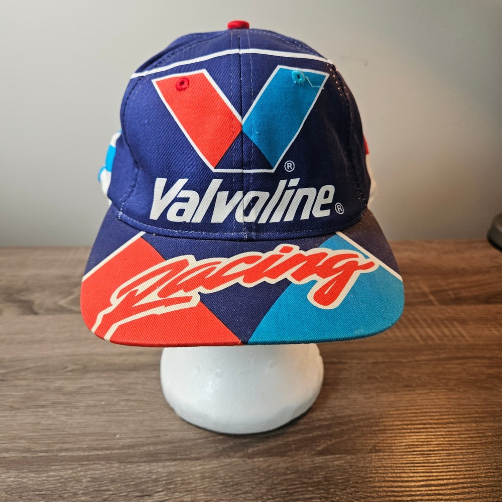 Valvoline Racing Snapback Hat Blue Red Checkered Vintage‎ Style Global Caps 1926
